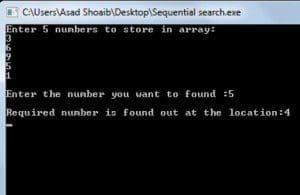 Sequential search in C++ example